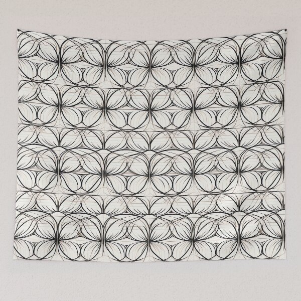 Item preview, Patrón geométrico floral en negro y blanco. designed and sold by HujiolStudio.