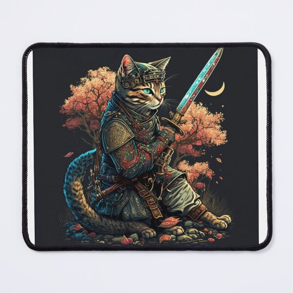Item preview, Shadow Steam Punk Samurai Cat in Ukiyo-E style art designed and sold by JCatDesign.