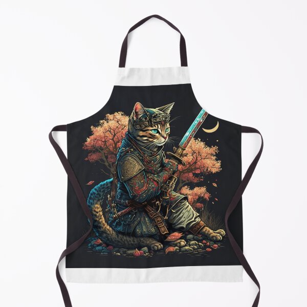 Item preview, Shadow Steam Punk Samurai Cat in Ukiyo-E style art designed and sold by JCatDesign.