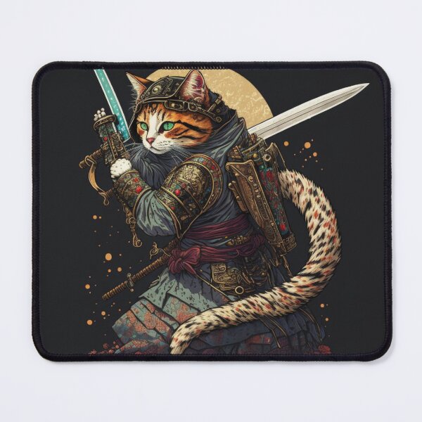 Item preview, Shadow Steam Punk Samurai Cat in Ukiyo-E style designed and sold by JCatDesign.