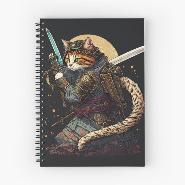 Item preview, Shadow Steam Punk Samurai Cat in Ukiyo-E style  designed and sold by JCatDesign.