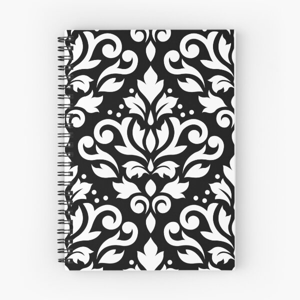 Item preview, Scroll Damask Large Pattern White on Black designed and sold by NataliePaskell.