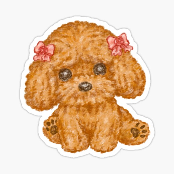 Toy poodle with a ribbon Sticker