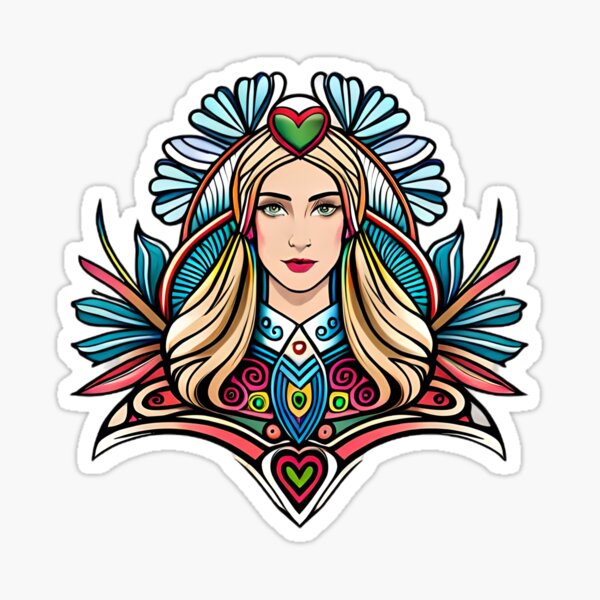 Hermosa Diosa Nórdica. A color 5 Pegatina
