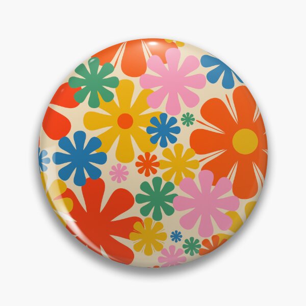 Item preview, Retro 60s 70s Aesthetic Floral Pattern in Rainbow Pop Colours designed and sold by kierkegaard.