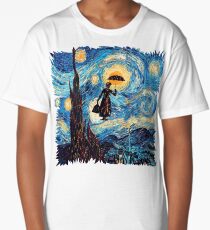 The Flying Lady with an Umbrella Oil Painting Long T-Shirt