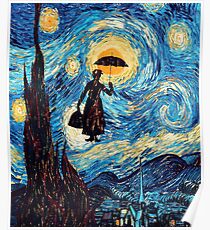 The Flying Lady with an Umbrella Oil Painting Poster