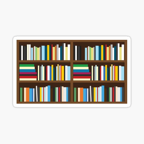 Bookshelves, Books on a shelf Sticker