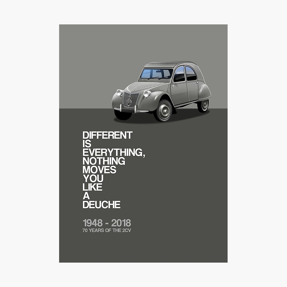 Poster Affiche Du 70e Anniversaire De Citroen 2cv 1948 Par Rjwautographics Redbubble