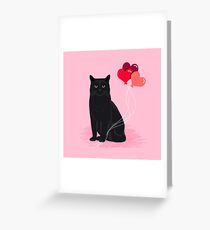 Black Cat valentines day balloons hearts cat breeds must have gifts valentine's day Greeting Card