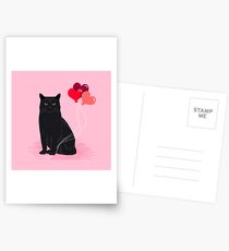 Black Cat valentines day balloons hearts cat breeds must have gifts valentine's day Postcards