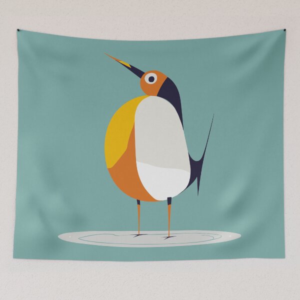 Item preview, Geometric Funny Bird with Orange Belly designed and sold by KOTOdesign.