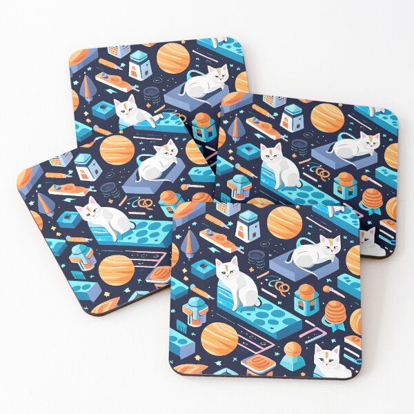 Item preview, Astronomy and space isometric seamless pattern with cartoon cats, planets and stars vector illustration designed and sold by LooperSDart.