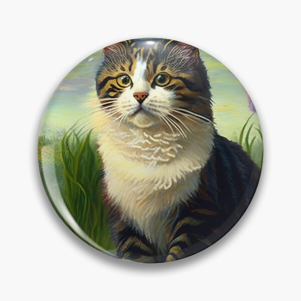 Item preview, Claude Monet Inspired Garden and Cat Painting-victorian cat portrait designed and sold by Tamas Das.