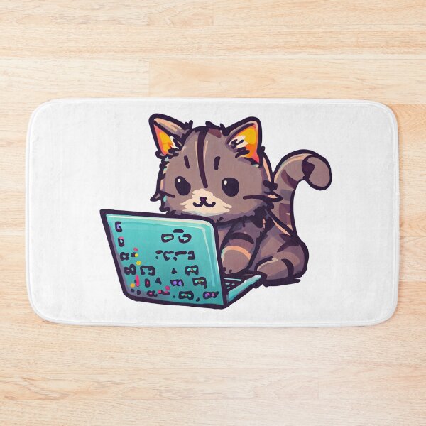 Item preview, cute cat on laptop designed and sold by yinon-h.