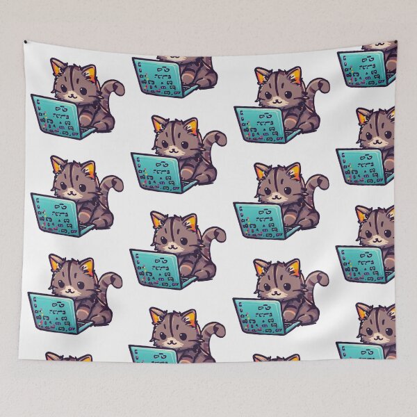 Item preview, cute cat on laptop designed and sold by yinon-h.
