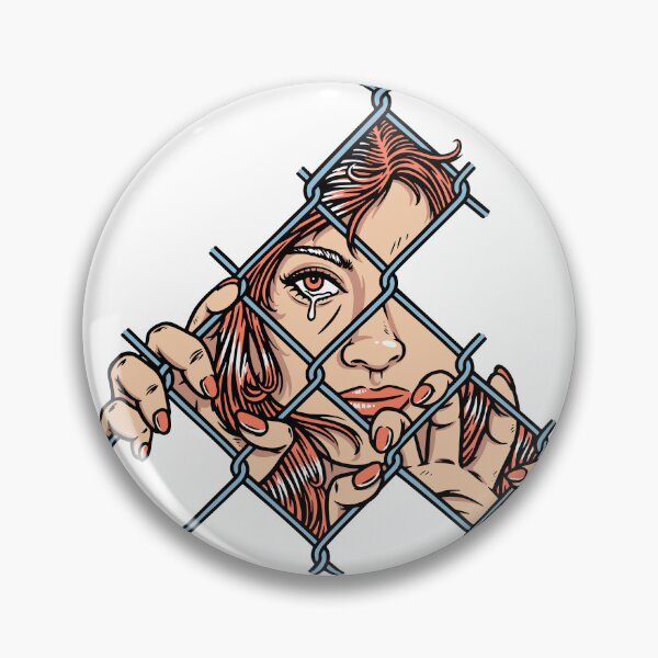 Item preview, sad face of woman behind metal fence designed and sold by teenlabel.