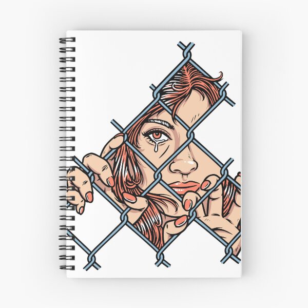 Item preview, sad face of woman behind metal fence designed and sold by teenlabel.