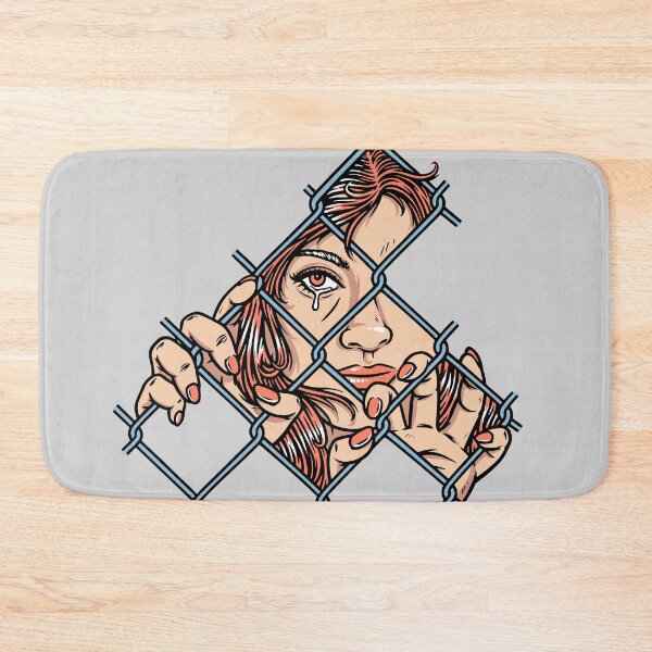 Item preview, sad face of woman behind metal fence designed and sold by teenlabel.