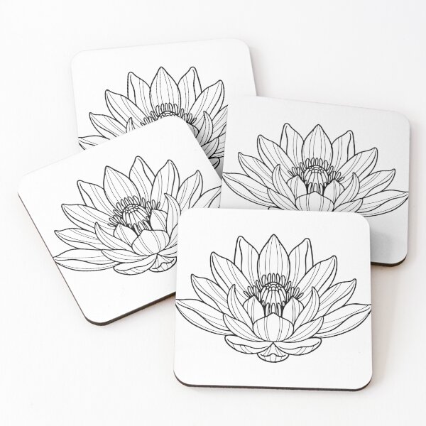 Item preview, Line art lotus flower designed and sold by gamboling.