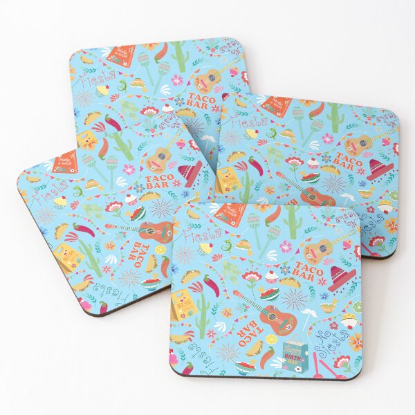 Item preview, Mexican fiesta party blue background designed and sold by SweetCoolVibes.
