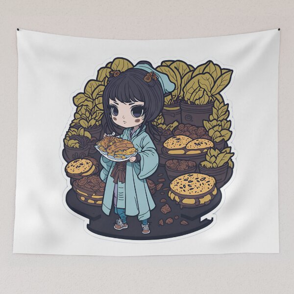 Item preview, Banh Mi Beauty: A Chibi-Kawaii Sticker of a Vietnamese Girl designed and sold by RedArtG09.