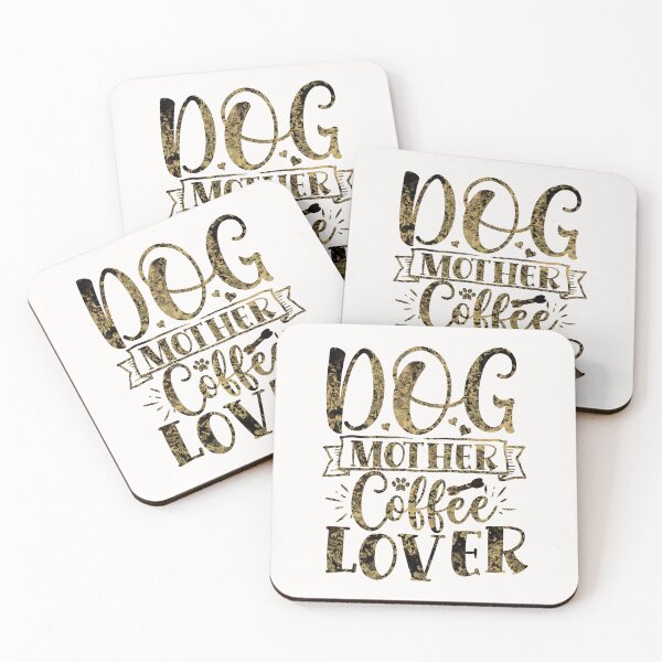 Item preview, Dogmother, Coffee Lover Quote Design in golden and black colors. designed and sold by KortsaCrea.