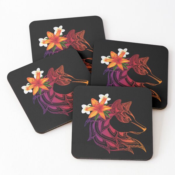Item preview, colorful wolf with flowers. designed and sold by PODgraphics.