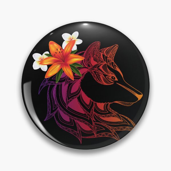 Artikelvorschau, bunter Wolf mit Blumen. entworfen und verkauft von PODgraphics.