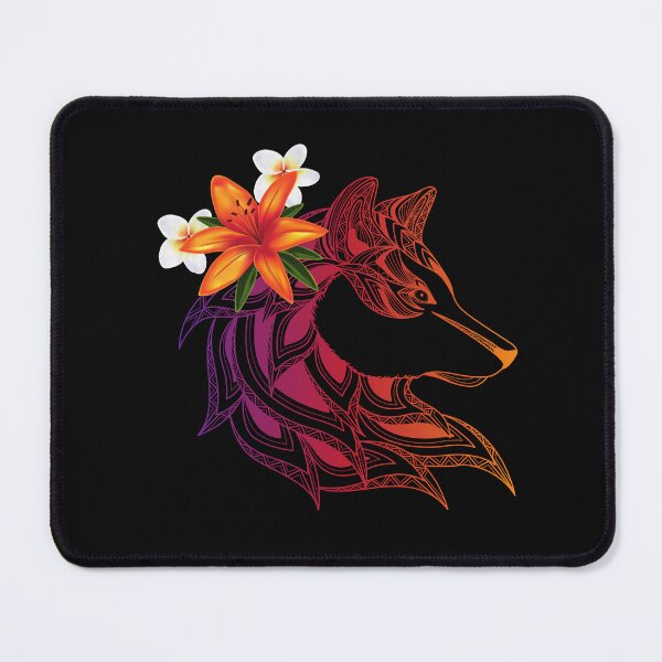 Item preview, colorful wolf with flowers. designed and sold by PODgraphics.