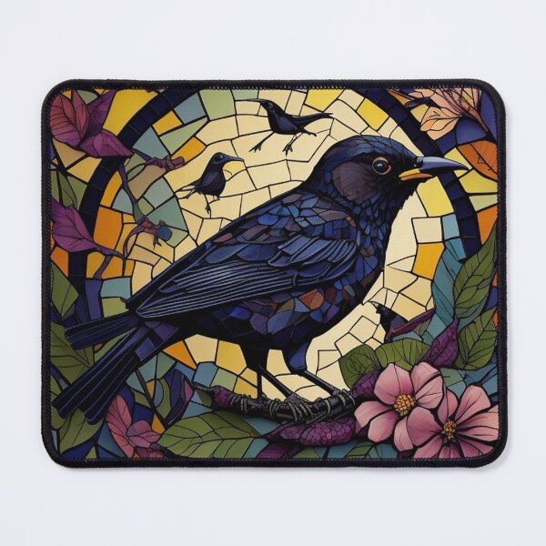 Item preview, Blackbird mosaic-inspired flowerpunk designed and sold by Teafortwot42.