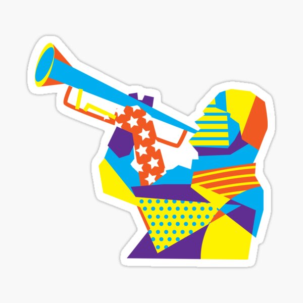 Colorful Jazz Trumpet Musician Sticker