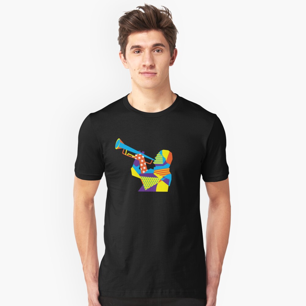 Colorful Jazz Trumpet Musician Slim Fit T-Shirt