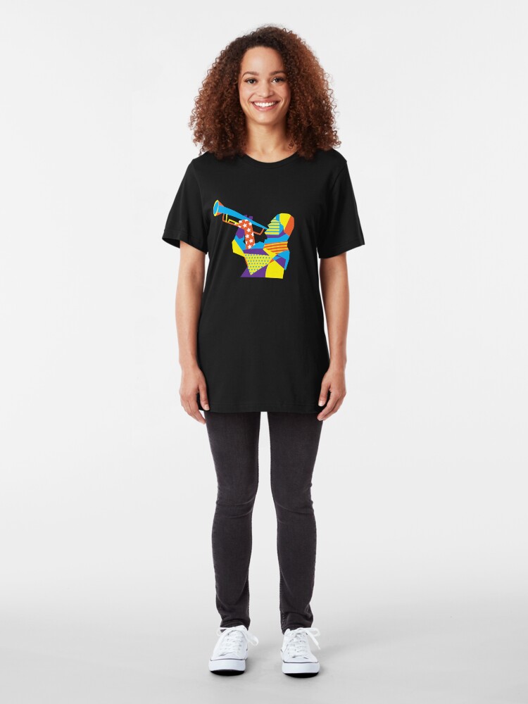 Alternate view of Colorful Jazz Trumpet Musician Slim Fit T-Shirt