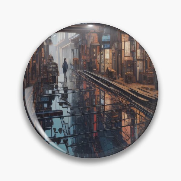 Item preview, Cyberpunk rainy day street designed and sold by shadowartsss.
