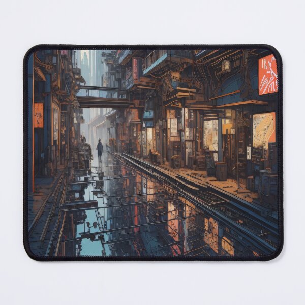 Item preview, Cyberpunk rainy day street designed and sold by shadowartsss.