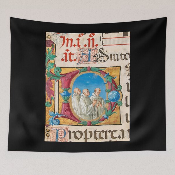 Item preview, Manuscript Illumination with Singing Monks in an Initial D, from a Psalter Graphic designed and sold by handymaryloui.