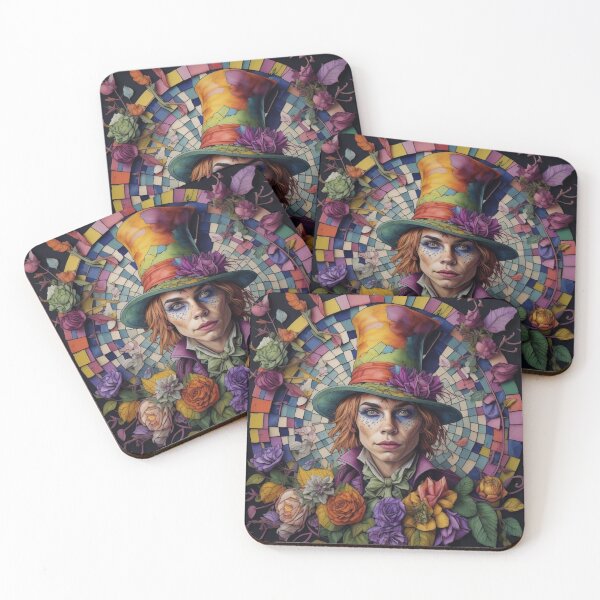 Item preview, Mad hatter watercolour tile and flowers design  designed and sold by Teafortwot42.