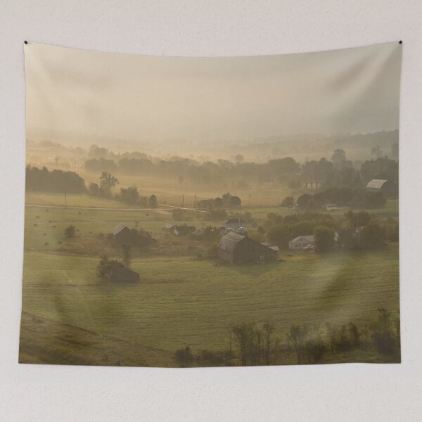 Item preview, Golden Mist on the Farm - an Aerial View  designed and sold by Georgia Mizuleva.