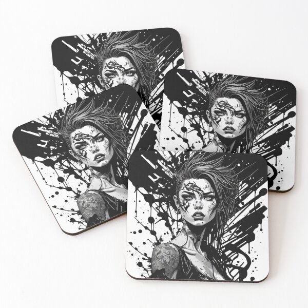 Item preview, Badass Chic Ink Splatter Artwork Black and White designed and sold by Michael Voyler.