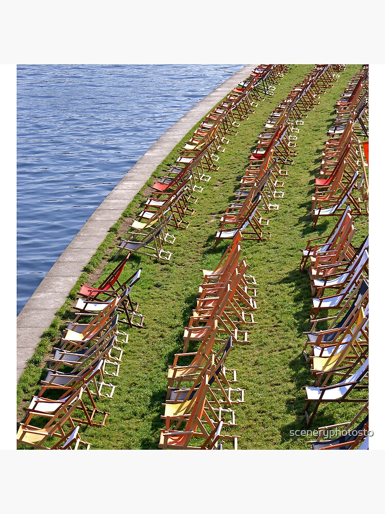 Thumbnail 3 of 3, Throw Pillow, River Spree In Berlin And Sun Chairs designed and sold by sceneryphotosto.