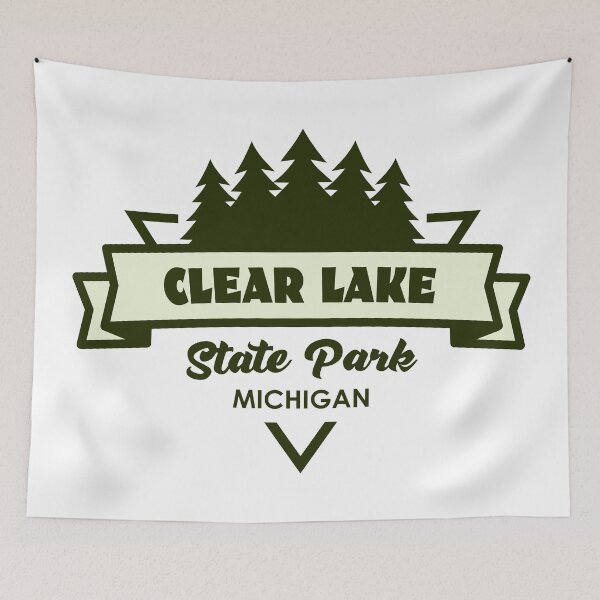 Item preview, Clear Lake State Park Michigan Trees And Ribbon designed and sold by bivenart.