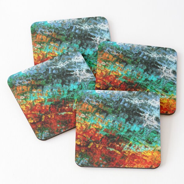 Item preview, Colourful Pebbled Effect Abstract Art with a Splash of Red designed and sold by Trevor Hirst.