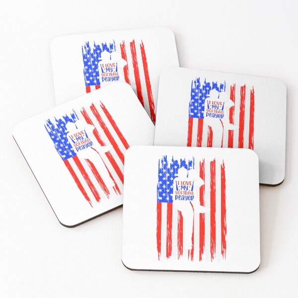 Item preview, American Flag I Love My Softball Player designed and sold by Bigfoot T-Shirt Co..