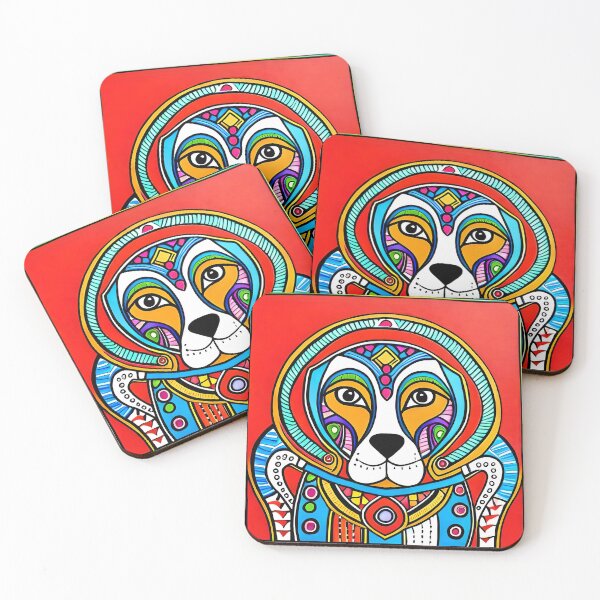 Item preview, Furry Friends": A Five-Dog Madhubani Painting designed and sold by DogBook.