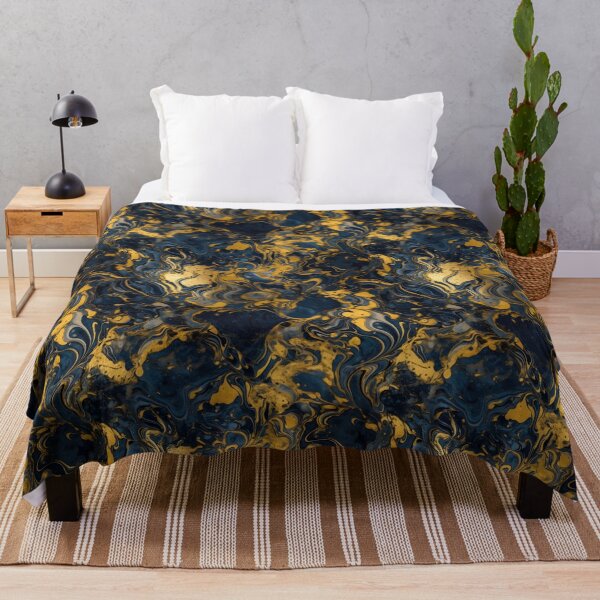 Item preview, Gold Marble Gold Marble on Navy Blue with Gold Duvet Cover designed and sold by Kentala.