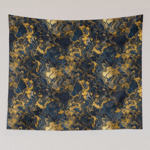Item preview, Gold Marble Gold Marble on Navy Blue with Gold Duvet Cover designed and sold by Kentala.