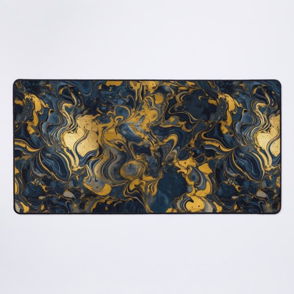 Artikelvorschau, Goldmarmor goldfarbener Mamor auf marineblau mit gold - Bettbezug entworfen und verkauft von Kentala.