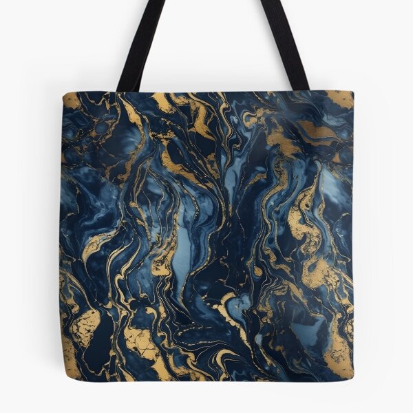 Artikelvorschau, Goldmarmor gold Mamor auf marineblau mit gold - Bettbezug entworfen und verkauft von Kentala.