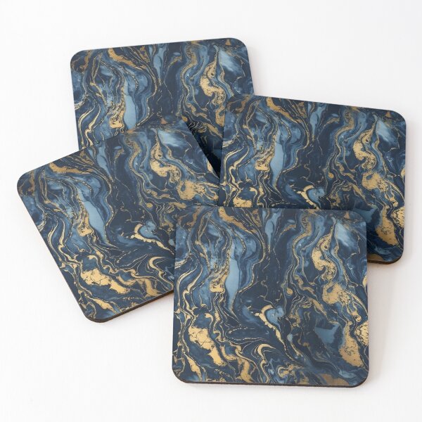 Artikelvorschau, Goldmarmor gold Mamor auf marineblau mit gold - Bettbezug entworfen und verkauft von Kentala.